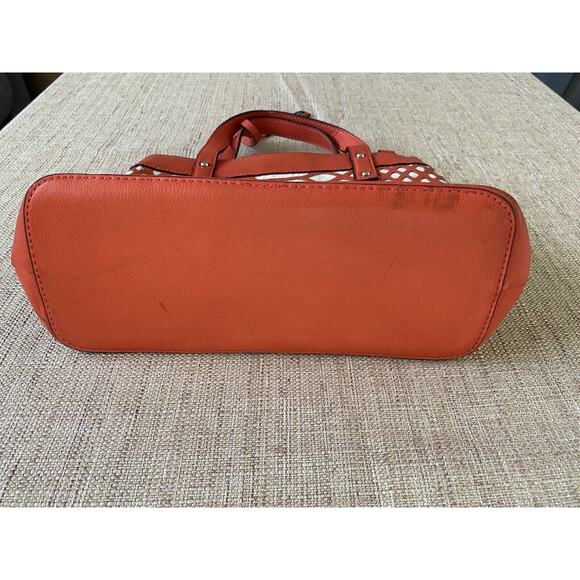 JOE's Jeans, Addison Laser-Cut Crossbody Canvas Faux Leather Satchel Coral bag - Picture 5 of 10